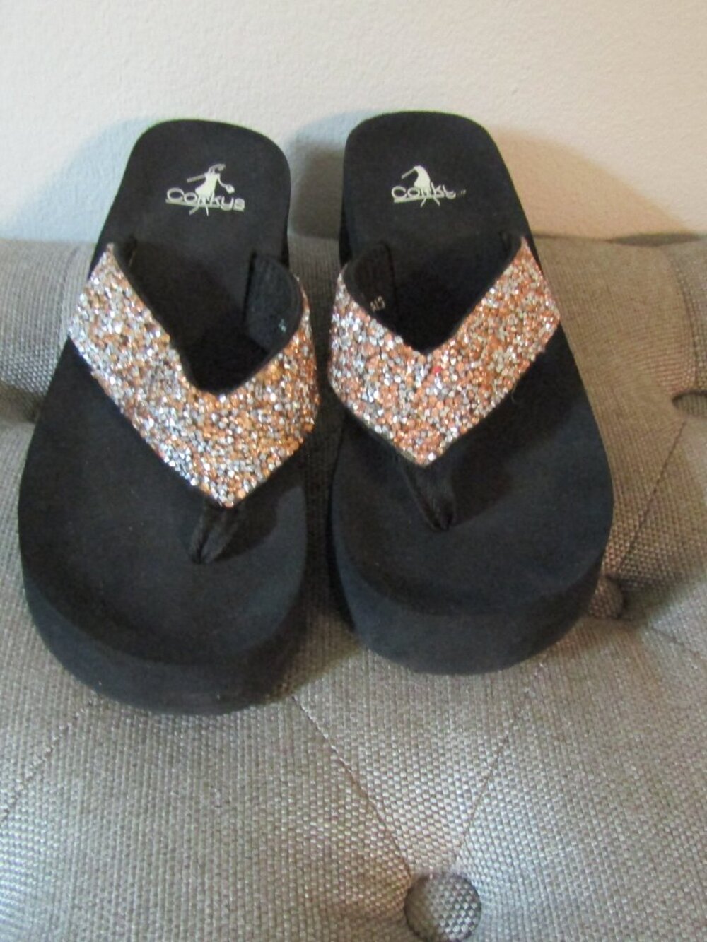 Corkys Salvang Jewel Wedge Flip Flop Sandals - Picture 3 of 8